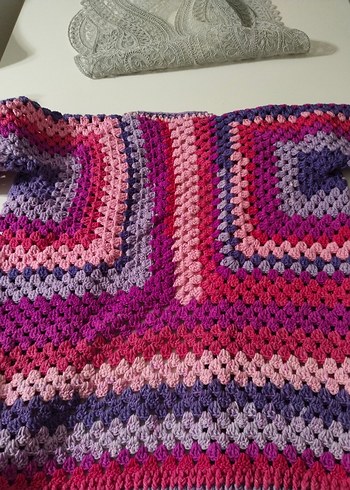 Renkli Bohem Örgü Kadın Hırka - Görsel 7