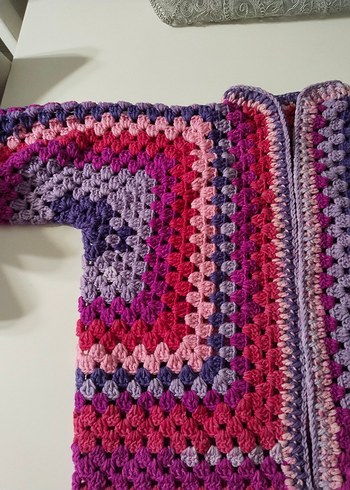 Renkli Bohem Örgü Kadın Hırka - Görsel 2