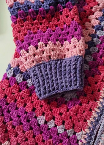 Renkli Bohem Örgü Kadın Hırka - Görsel 3