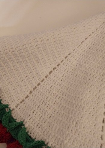 Bohem Tarzı El Örgüsü Kırmızı Gül Demeti battaniye - Görsel 5