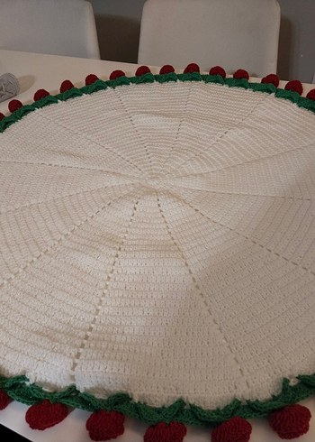 Bohem Tarzı El Örgüsü Kırmızı Gül Demeti battaniye - Görsel 3