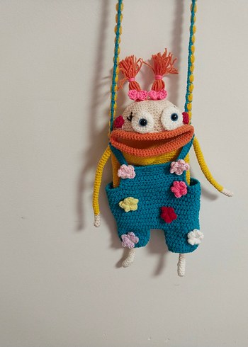 Renkli Örgü telefon Çanta - Görsel 4