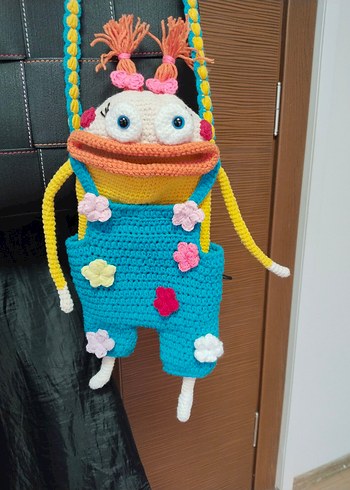 Renkli Örgü telefon Çanta - Görsel 5