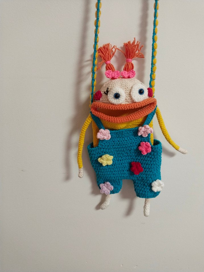 Renkli Örgü telefon Çanta - Görsel 4