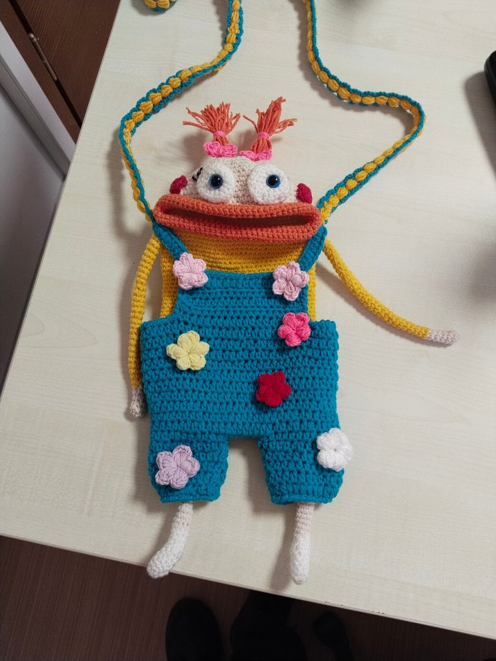 Renkli Örgü telefon Çanta - Görsel 2