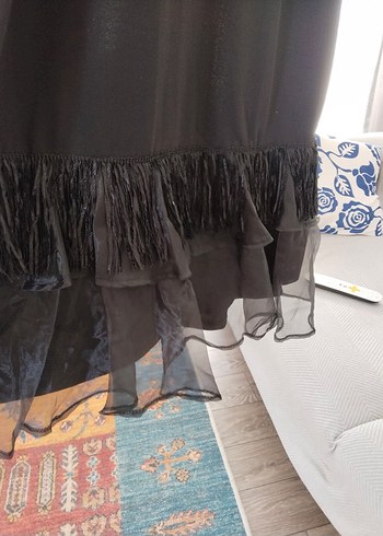 Siyah Uzun Kollu Salaş Kadın abiye Elbise - Görsel 8