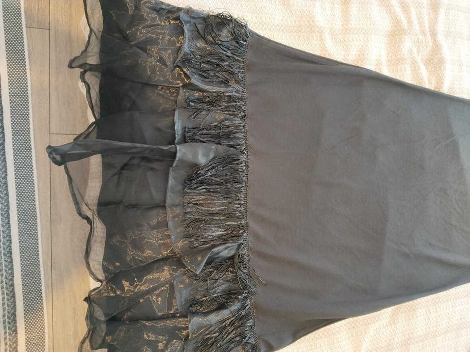 Siyah Uzun Kollu Salaş Kadın abiye Elbise - Görsel 4