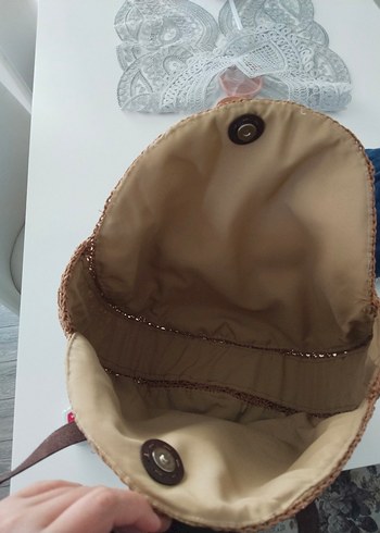 Örgü Kahverengi Bohem Kadın Çanta - Görsel 7