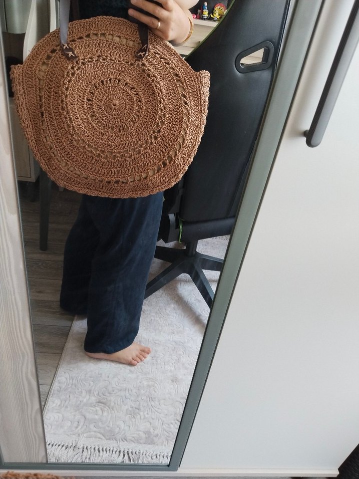 Örgü Kahverengi Bohem Kadın Çanta - Görsel 4