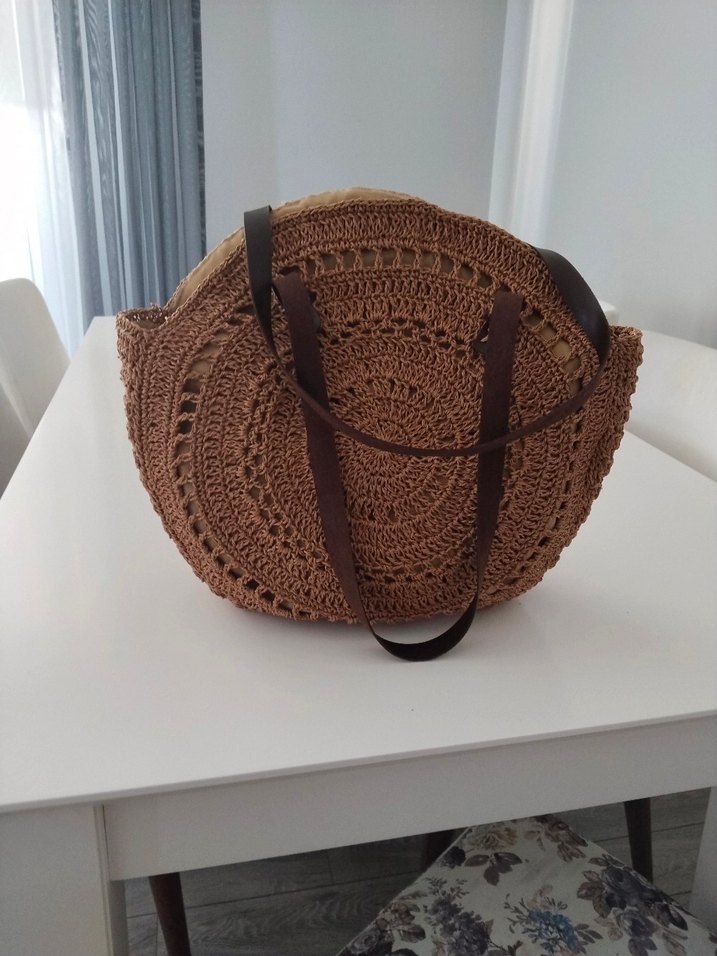 Örgü Kahverengi Bohem Kadın Çanta - Görsel 3