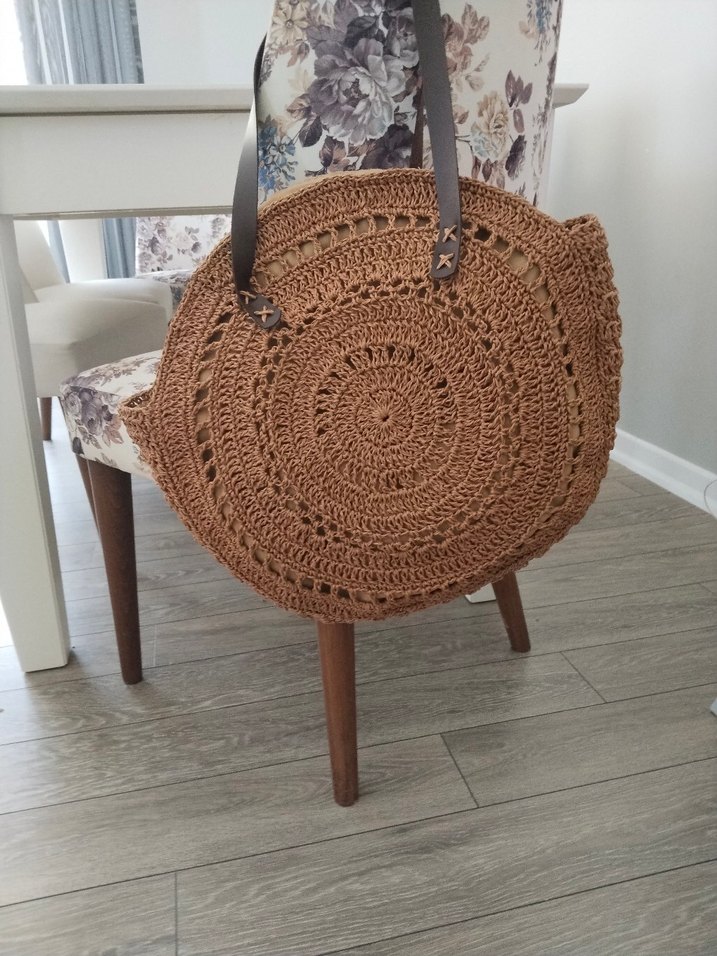 Örgü Kahverengi Bohem Kadın Çanta - Görsel 2