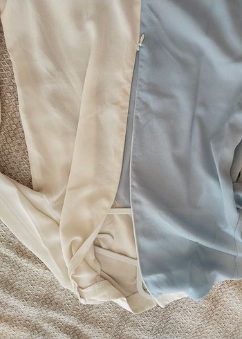 Uzun Kol Drapeli Mavi-Bej Tunik - Görsel 7