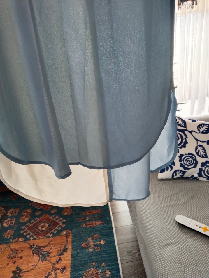 Uzun Kol Drapeli Mavi-Bej Tunik - Görsel 4