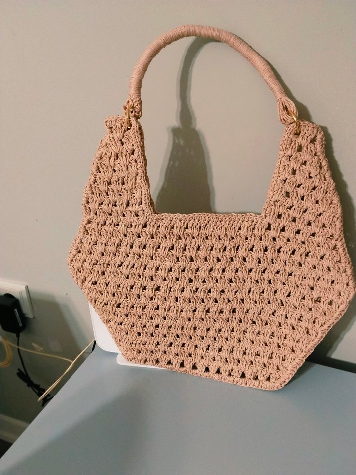 Bej Dantel Detaylı Örgü Bohem Kadın Çanta - Görsel 4