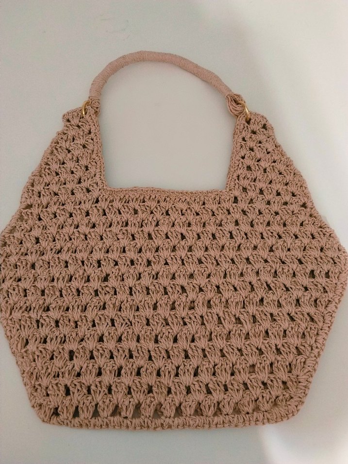 Bej Dantel Detaylı Örgü Bohem Kadın Çanta - Görsel 2