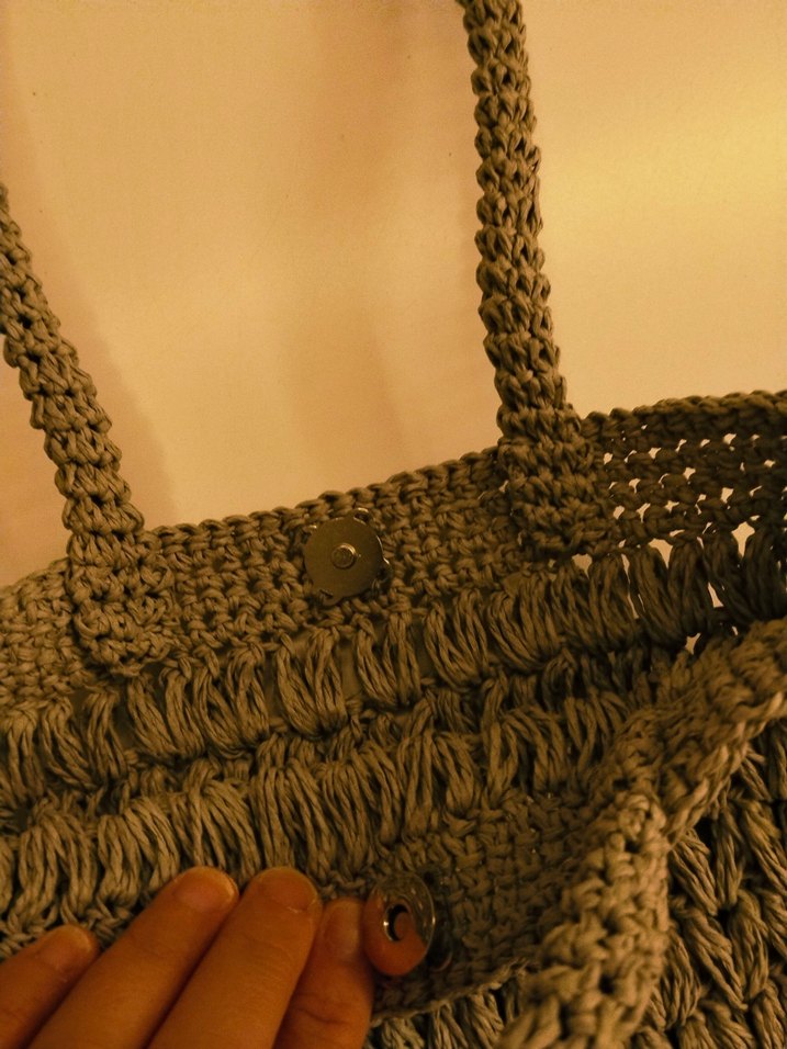 Bej Örgü Kadın Çanta Dantel Detaylı - Görsel 4