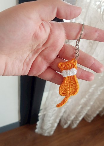 Turuncu Örgü Kedi Anahtarlık
