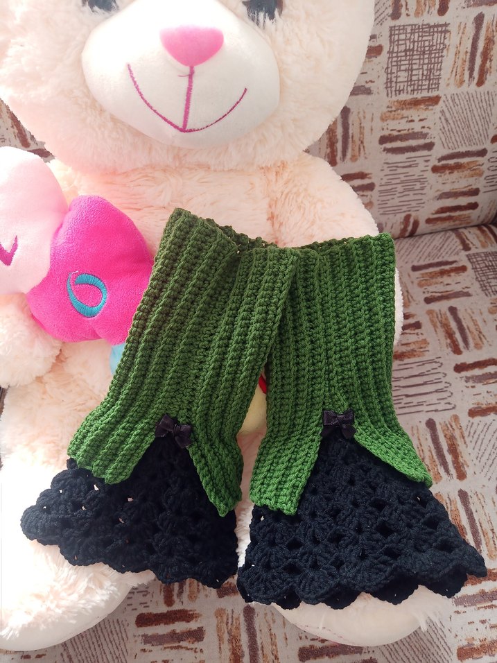 Yeşil Örgü Kadın Eldiven Siyah Dantel - Görsel 2