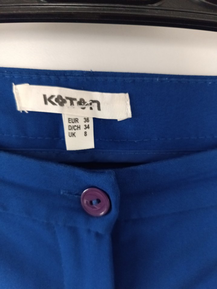 Kadın Mavi Kumaş Kemerli Pantolon - Görsel 3