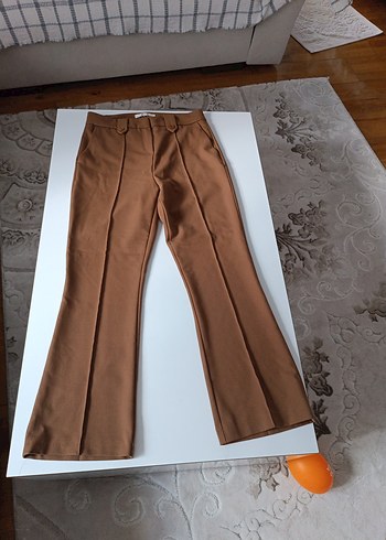 Kahverengi  Kemerli Kadın Pantolon - Görsel 8