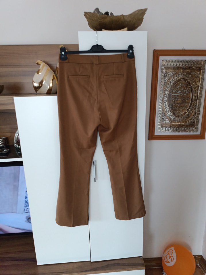 Kahverengi  Kemerli Kadın Pantolon - Görsel 3