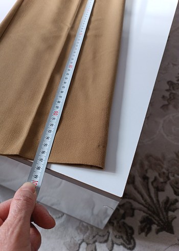Bej Midi Kadın Kumaş Pantolon - Görsel 7
