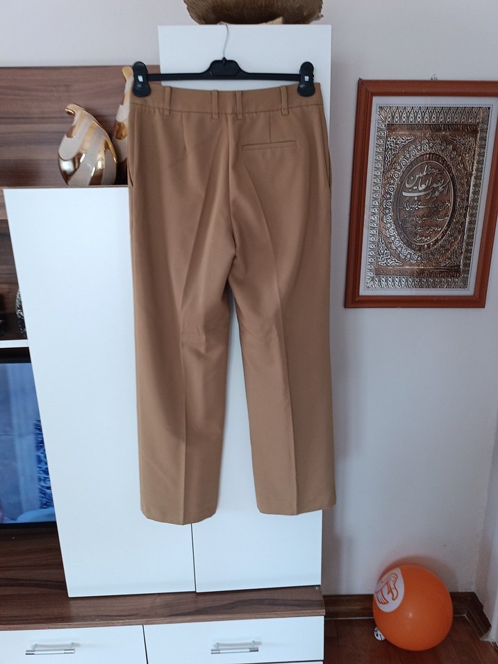 Bej Midi Kadın Kumaş Pantolon - Görsel 3