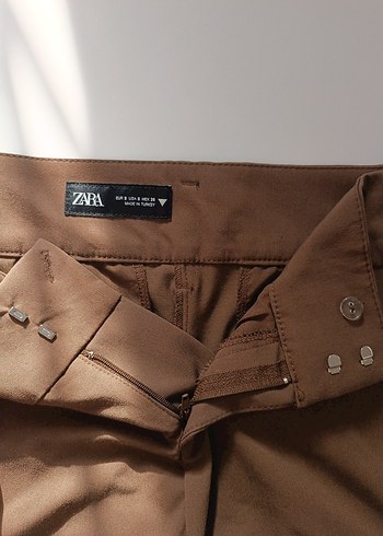 Kahverengi Kemerli Kadın Kumaş Pantolon - Görsel 6