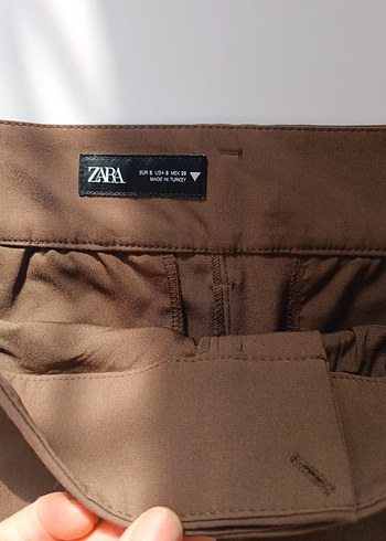 Kahverengi Kemerli Kadın Kumaş Pantolon - Görsel 5