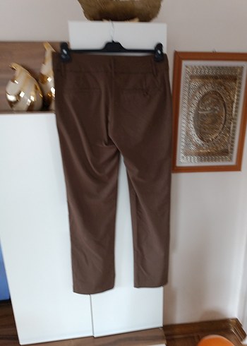 Kahverengi Kemerli Kadın Kumaş Pantolon - Görsel 3