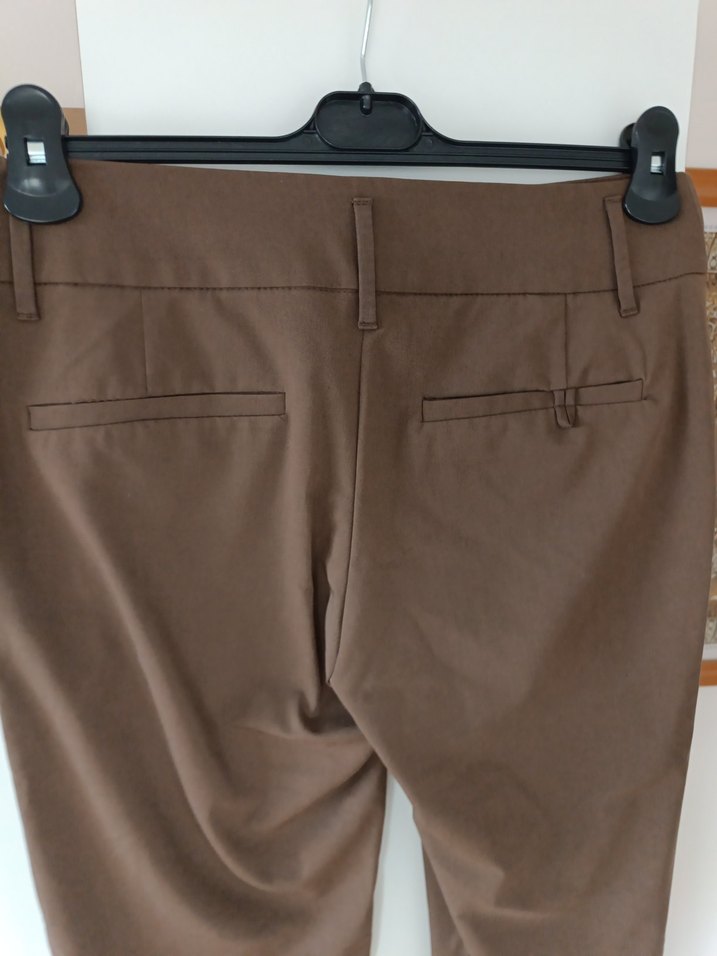 Kahverengi Kemerli Kadın Kumaş Pantolon - Görsel 4