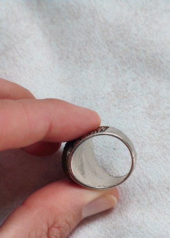 Bohem Vintage koyu yeşil Gri Erkek Yüzük - Görsel 3