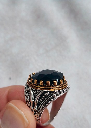 Vintage Siyah Taşlı Erkek Yüzük - Görsel 5
