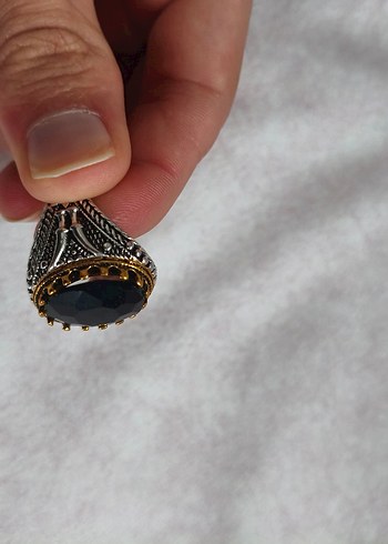 Vintage Siyah Taşlı Erkek Yüzük - Görsel 2
