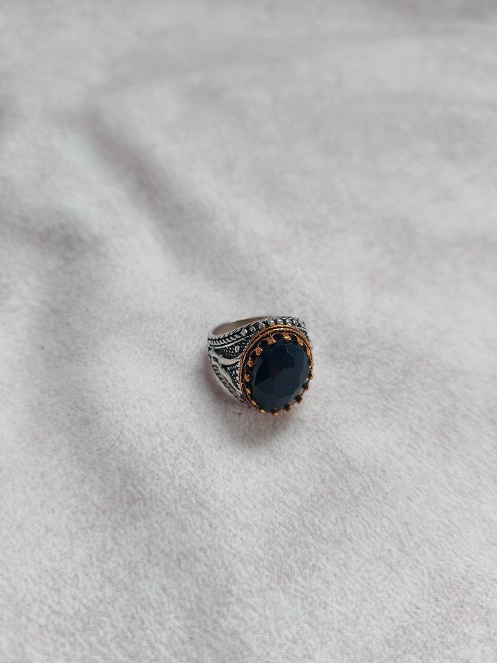 Vintage Siyah Taşlı Erkek Yüzük - Görsel 4
