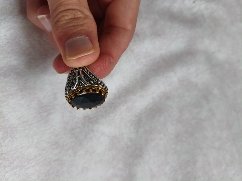 Vintage Siyah Taşlı Erkek Yüzük - Görsel 2
