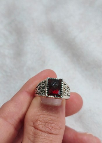 Erkek Vintage kırmızı Taşlı Yüzük - Görsel 5