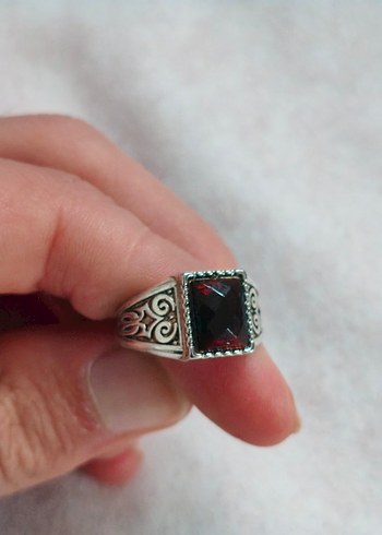 Erkek Vintage kırmızı Taşlı Yüzük - Görsel 2