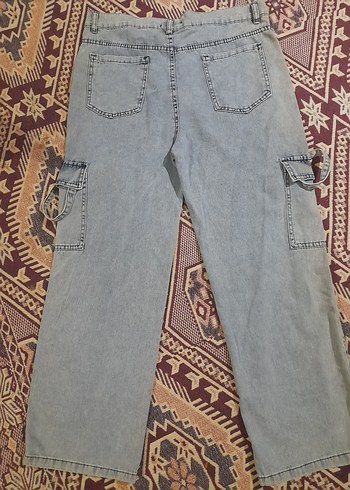 Diğer Gri Bağcıklı Bol Kesim Kadın Kot Pantolon