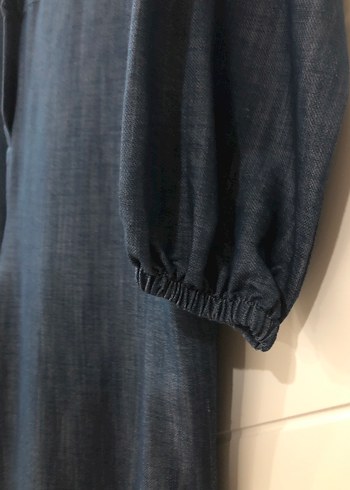 m Beden Düğmeli Lacivert Uzun Denim Tulum