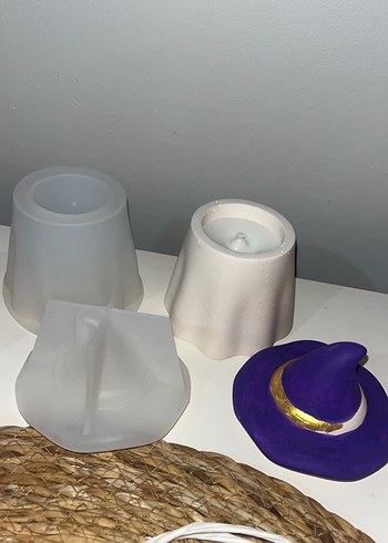 Mor Cadı Şapkası Tasarımlı Mum Kalıbı hayalet kalıbı - Görsel 2