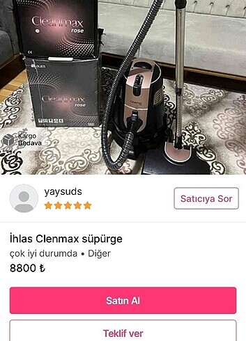İHLAS SÜPÜRGE(DİKKAT DOLANDIRICIDIR BU İLANI VEREN)Açıklamayı ok