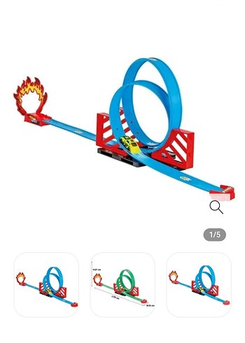 Renkli Mavi Yarış Pisti Oyuncak Araba Seti - Görsel 2