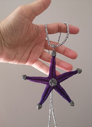 Diğer Mor deniz yıldızlı swarovski taşlı kolye