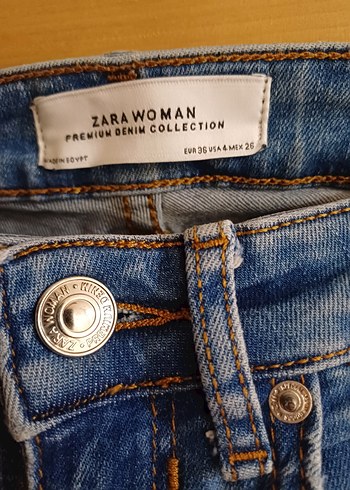 Zara Orijinal Zara Mavi Regular Fit Midi Kadın Jean