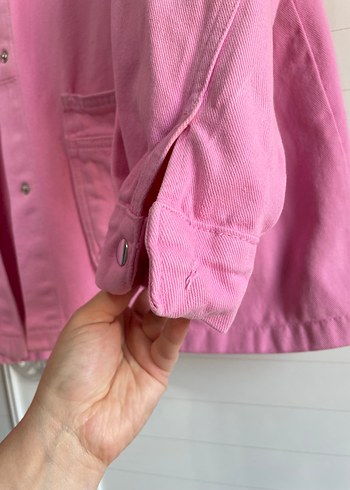 Diğer Düğmeli Pembe Midi Kadın Ceket
