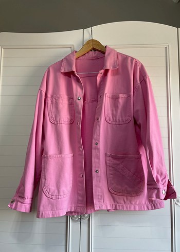 l Beden pembe Renk Düğmeli Pembe Midi Kadın Ceket