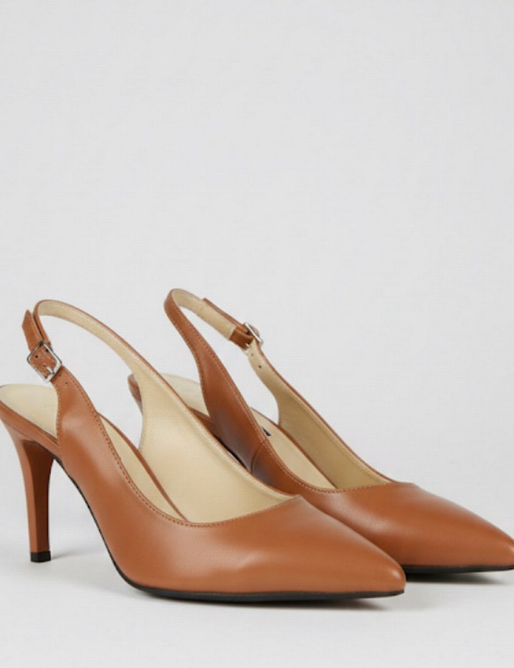 Bej Deri Tokalı Stiletto Kadın Ayakkabı - Görsel 2