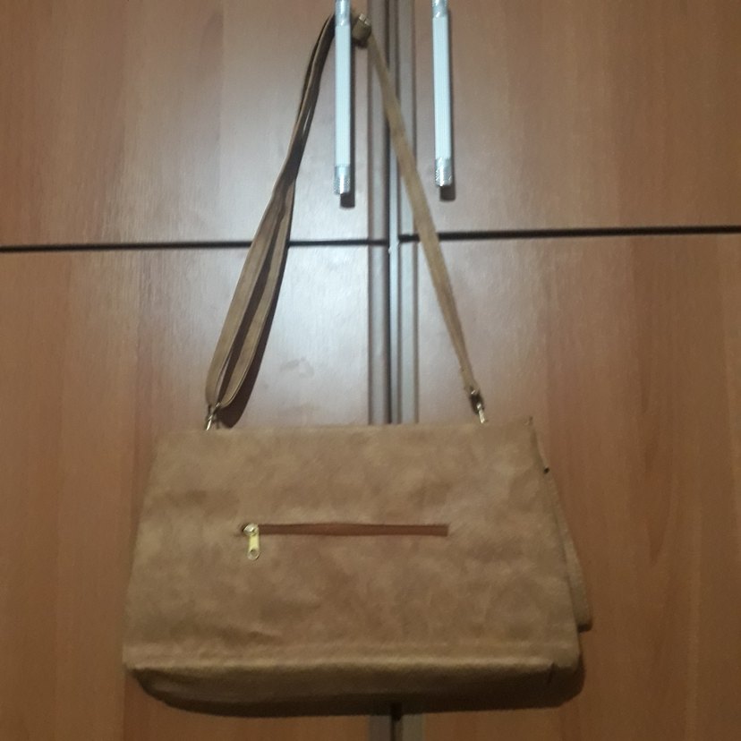 Bej suni deri  Fermuarlı Kadın Çanta - Görsel 2