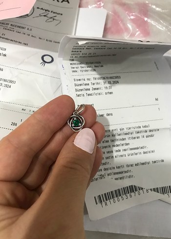 Pandora Zincir Detaylı Yeşil Minimalist Kadın Charm